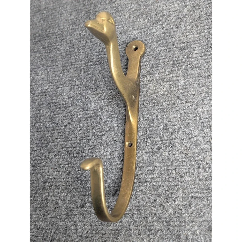 Vintage Brass Duck Goose Head Double Wall Mounted Hook Hanger  7